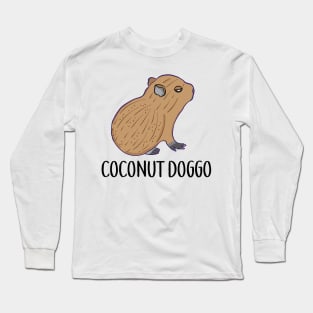 Coconut Doggo Capybara Cute Meme Kawaii Baby Capybara Long Sleeve T-Shirt